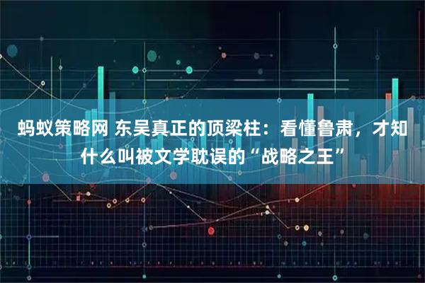 蚂蚁策略网 东吴真正的顶梁柱：看懂鲁肃，才知什么叫被文学耽误的“战略之王”
